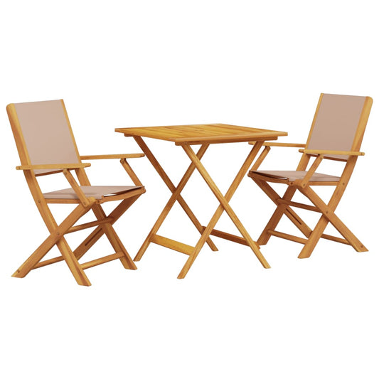 3 Piece Bistro Set Taupe Fabric and Solid Wood 3 Piece Bistro Set Taupe Fabric and Solid Wood