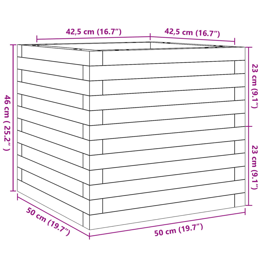 Garden Planter 50x50x46 cm Solid Wood Pine