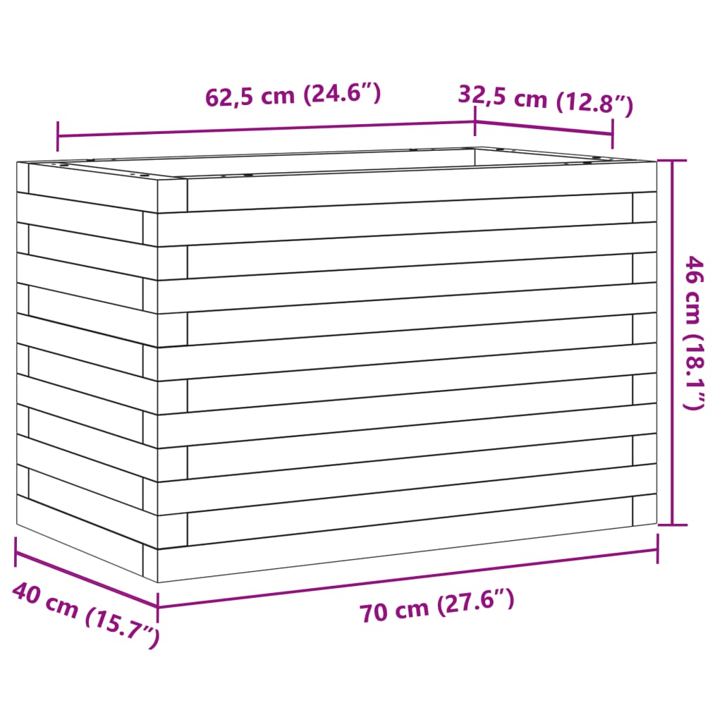 Garden Planter Wax Brown 70x40x46 cm Solid Wood Pine