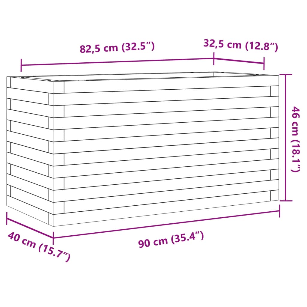 Garden Planter Wax Brown 90x40x46 cm Solid Wood Pine