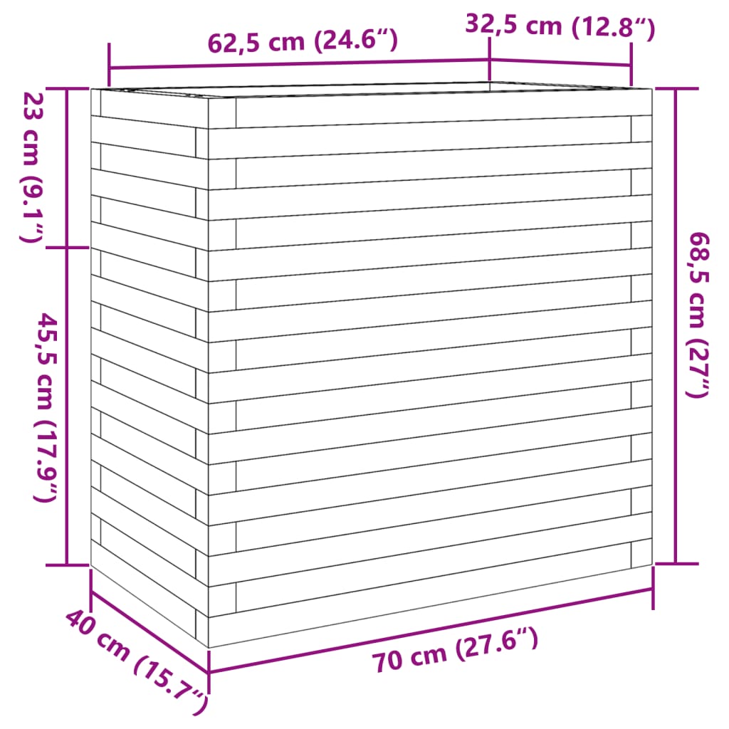 Garden Planter Wax Brown 70x40x68.5 cm Solid Wood Pine