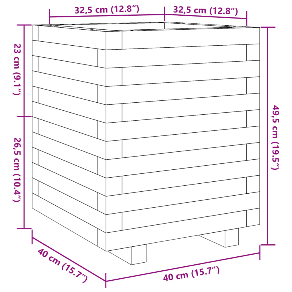 Garden Planter White 40x40x49,5 cm Solid Wood Pine