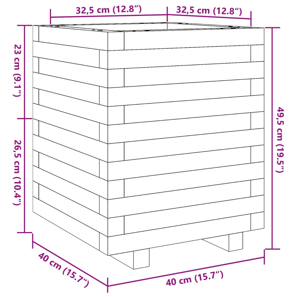 Garden Planter 40x40x49,5 cm Impregnated Wood Pine