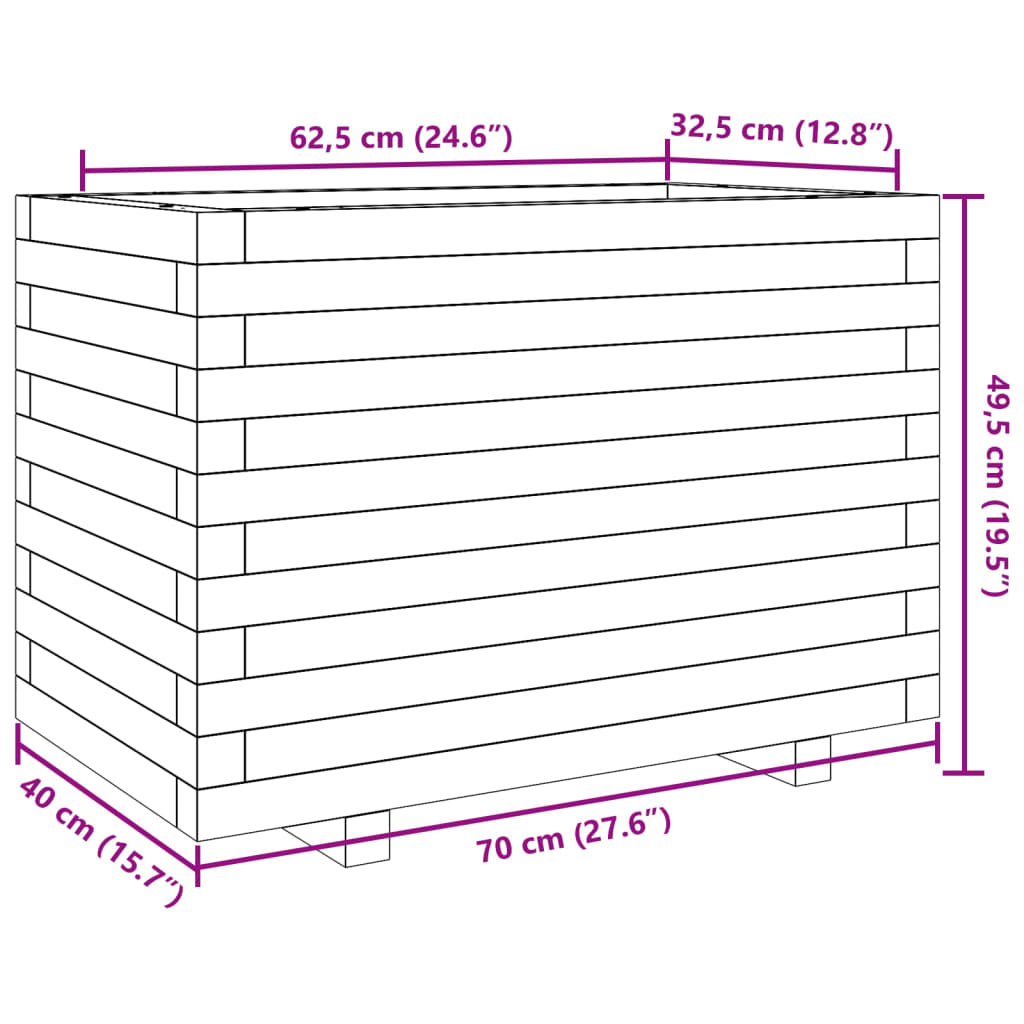 Garden Planter White 70x40x49,5 cm Solid Wood Pine