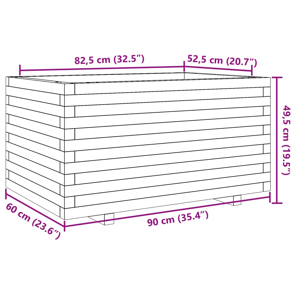 Garden Planter Wax Brown 90x60x49,5 cm Solid Wood Pine