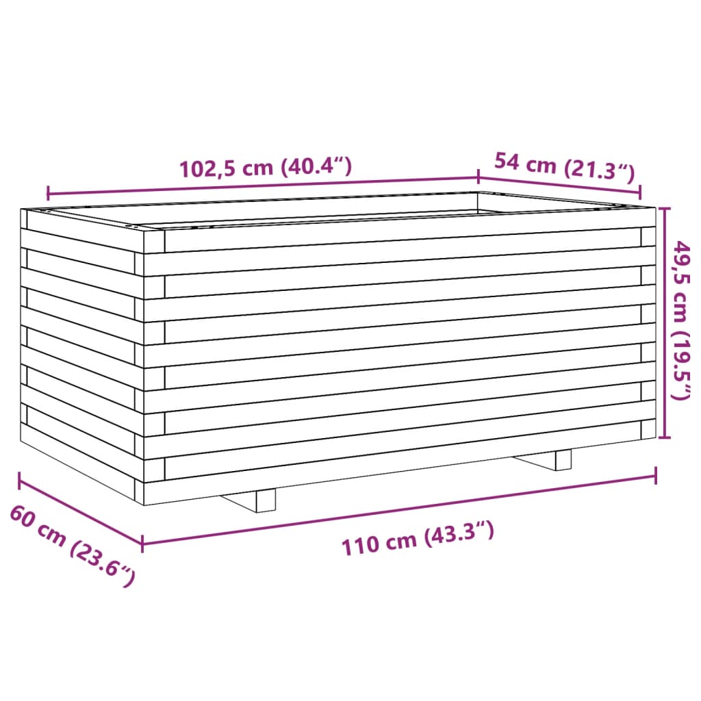Garden Planter White 110x60x49,5 cm Solid Wood Pine