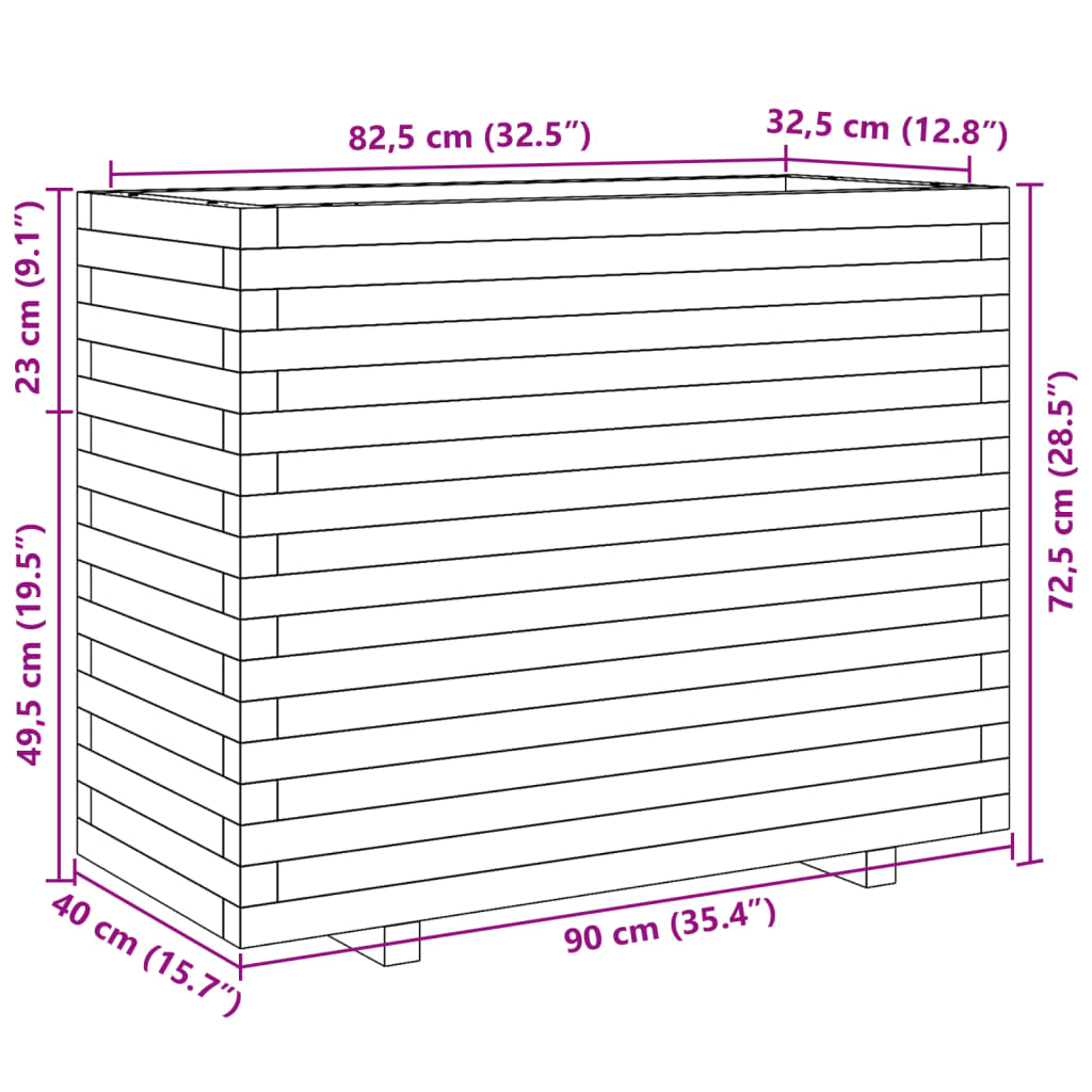 Garden Planter Wax Brown 90x40x72,5 cm Solid Wood Pine
