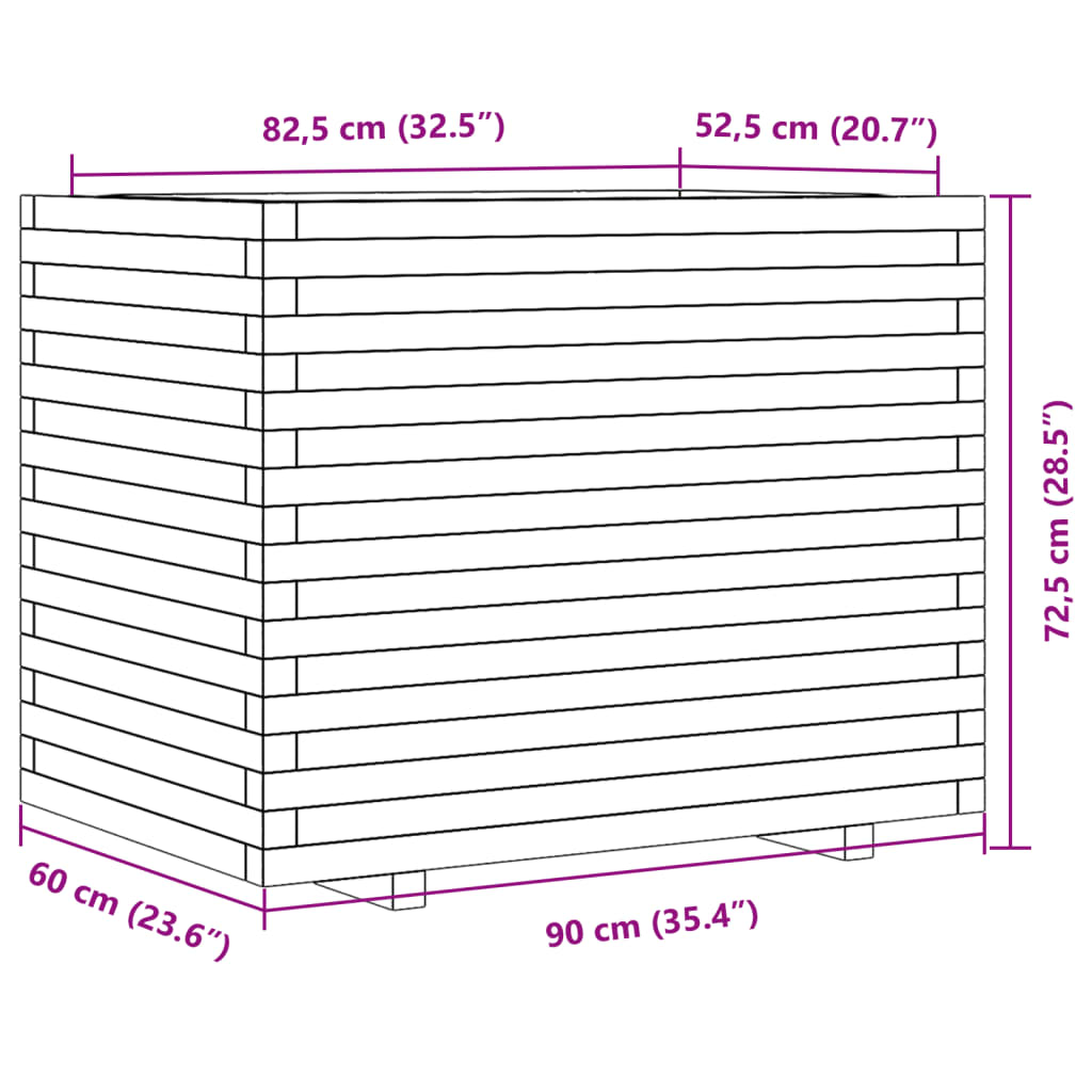 Garden Planter 90x60x72,5 cm Solid Wood Pine