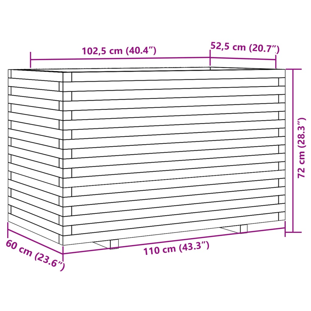 Garden Planter Wax Brown 110x60x72 cm Solid Wood Pine