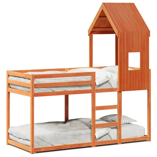 Bunk Bed without Mattress Wax Brown 80x200 cm Solid Wood Pine Bunk Bed without Mattress Wax Brown 80x200 cm Solid Wood Pine