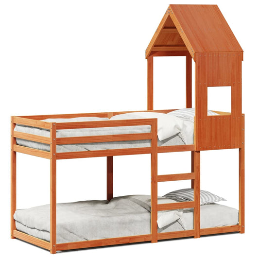 Bunk Bed without Mattress Wax Brown 90x190 cm Single Solid Wood Pine Bunk Bed without Mattress Wax Brown 90x190 cm Single Solid Wood Pine