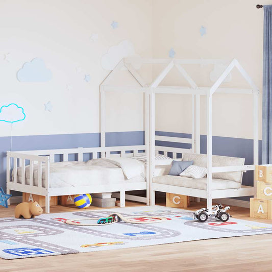 Day Bed and Bench Set with Roof without Mattress White 80x200 cm Day Bed and Bench Set with Roof without Mattress White 80x200 cm