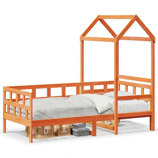 Day Bed with Roof without Mattress Wax Brown 90x200 cm Solid Wood Day Bed with Roof without Mattress Wax Brown 90x200 cm Solid Wood