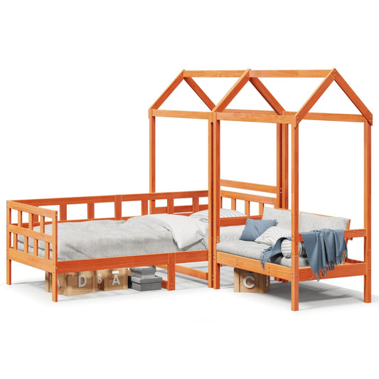 Day Bed Set with Roof without Mattress Wax Brown 90x200 cm Day Bed Set with Roof without Mattress Wax Brown 90x200 cm