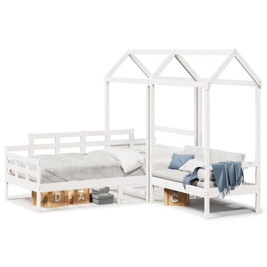Day Bed and Bench Set with Roof without Mattress White 80x200 cm Day Bed and Bench Set with Roof without Mattress White 80x200 cm
