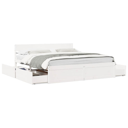 Bed Frame without Mattress White 180x200 cm Super King Solid Wood Pine Bed Frame without Mattress White 180x200 cm Super King Solid Wood Pine