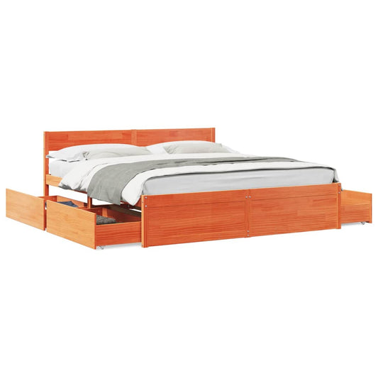 Bed Frame without Mattress Wax Brown 180x200 cm Super King Solid Wood Pine Bed Frame without Mattress Wax Brown 180x200 cm Super King Solid Wood Pine