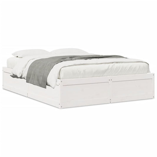 Bed Frame without Mattress White 140x190 cm Solid Wood Pine Bed Frame without Mattress White 140x190 cm Solid Wood Pine
