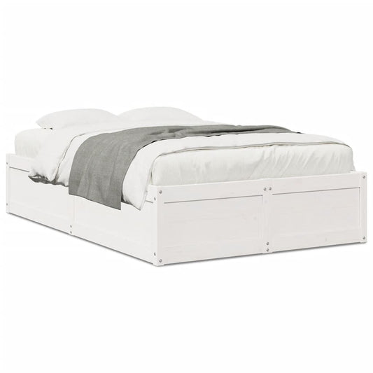 Bed Frame without Mattress White 135x190 cm Double Solid Wood Pine Bed Frame without Mattress White 135x190 cm Double Solid Wood Pine