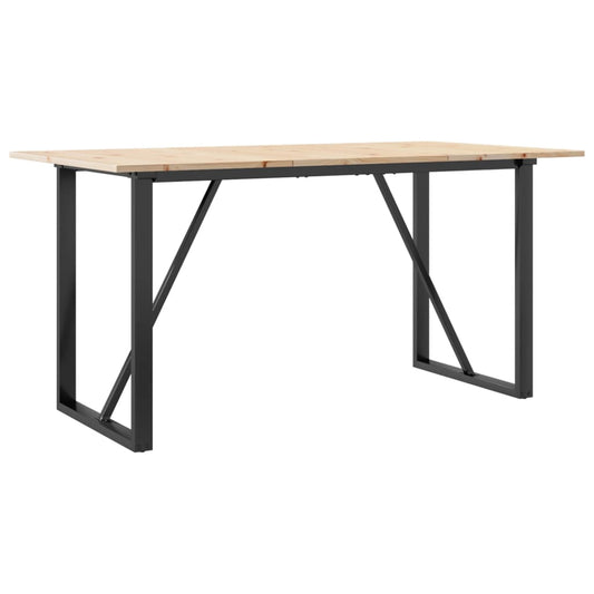 Dining Table O-Frame 160x80x75 cm Solid Wood Pine and Steel Dining Table O-Frame 160x80x75 cm Solid Wood Pine and Steel