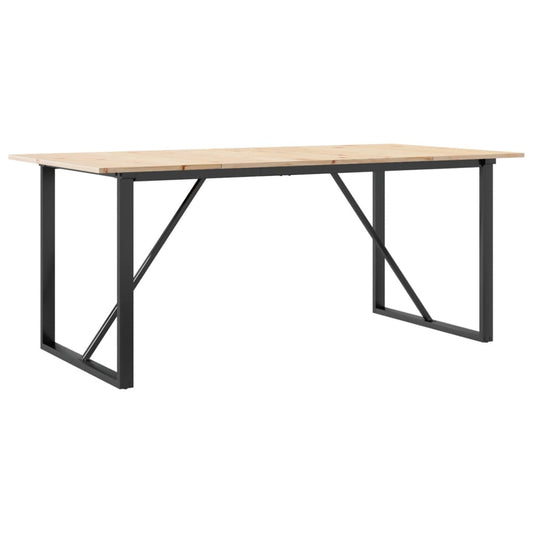 Dining Table O-Frame 180x90x75 cm Solid Wood Pine and Steel Dining Table O-Frame 180x90x75 cm Solid Wood Pine and Steel