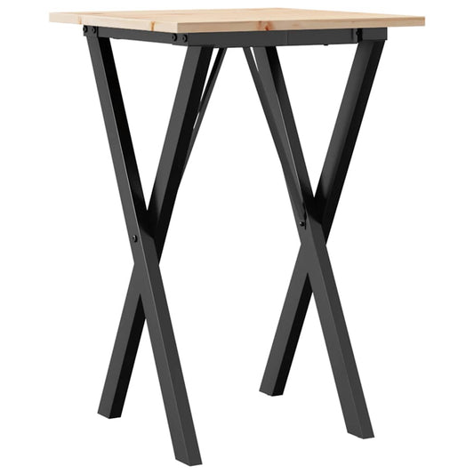 Dining Table X-Frame 50x50x75 cm Solid Wood Pine and Steel Dining Table X-Frame 50x50x75 cm Solid Wood Pine and Steel