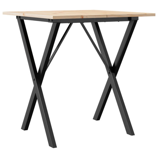 Dining Table X-Frame 70x70x75 cm Solid Wood Pine and Steel Dining Table X-Frame 70x70x75 cm Solid Wood Pine and Steel
