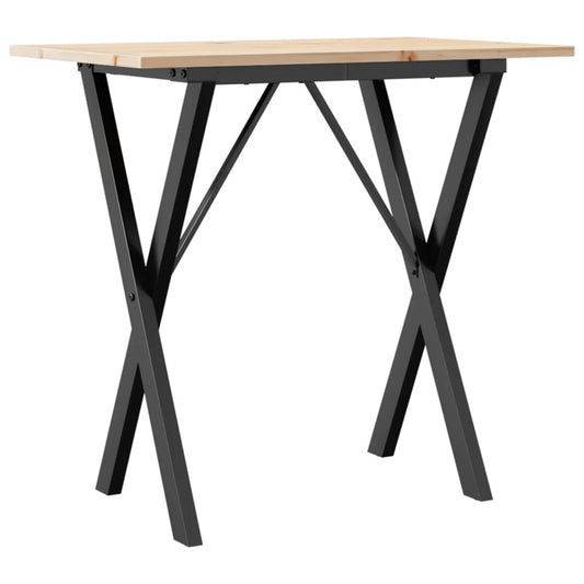 Dining Table X-Frame 80x50x75 cm Solid Wood Pine and Steel Dining Table X-Frame 80x50x75 cm Solid Wood Pine and Steel