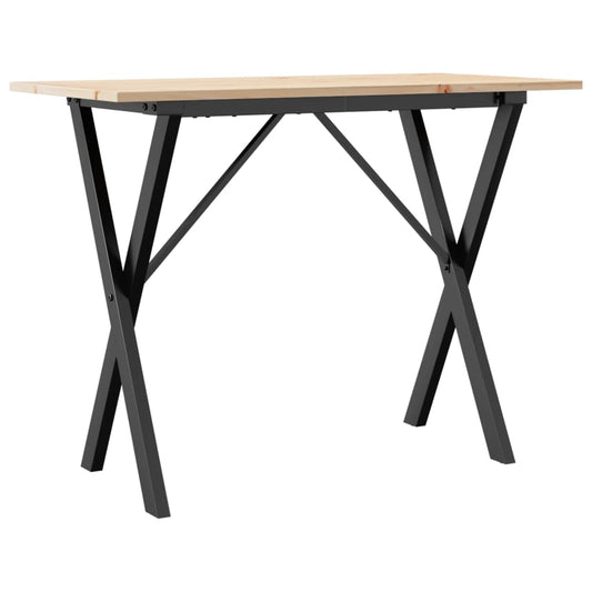 Dining Table X-Frame 100x50x75 cm Solid Wood Pine and Steel Dining Table X-Frame 100x50x75 cm Solid Wood Pine and Steel