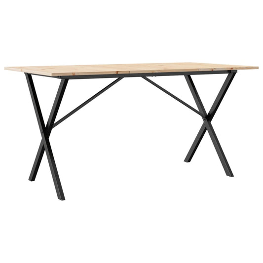 Dining Table X-Frame 140x80x75 cm Solid Wood Pine and Steel Dining Table X-Frame 140x80x75 cm Solid Wood Pine and Steel