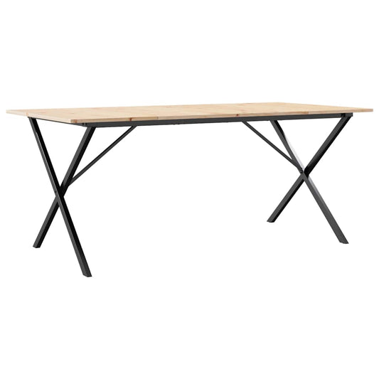 Dining Table X-Frame 180x90x75 cm Solid Wood Pine and Steel Dining Table X-Frame 180x90x75 cm Solid Wood Pine and Steel
