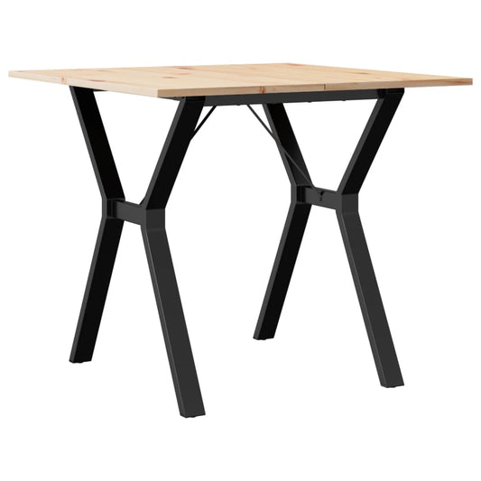 Dining Table Y-Frame 80x80x75 cm Solid Wood Pine and Steel Dining Table Y-Frame 80x80x75 cm Solid Wood Pine and Steel