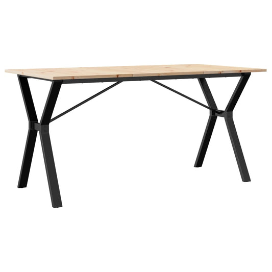 Dining Table Y-Frame 160x80x75 cm Solid Wood Pine and Steel Dining Table Y-Frame 160x80x75 cm Solid Wood Pine and Steel