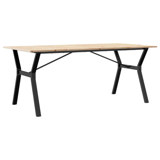 Dining Table Y-Frame 180x90x75 cm Solid Wood Pine and Steel Dining Table Y-Frame 180x90x75 cm Solid Wood Pine and Steel