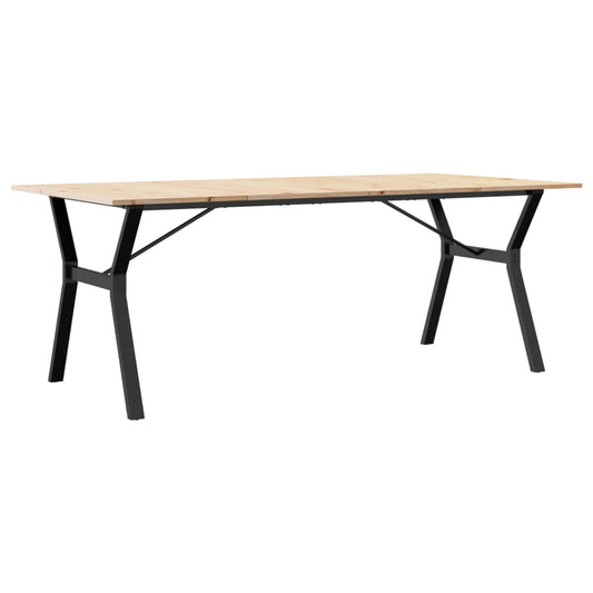 Dining Table Y-Frame 200x100x75 cm Solid Wood Pine and Steel Dining Table Y-Frame 200x100x75 cm Solid Wood Pine and Steel