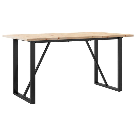 Dining Table O-Frame 160x80x75,5 cm Solid Wood Pine and Steel Dining Table O-Frame 160x80x75,5 cm Solid Wood Pine and Steel