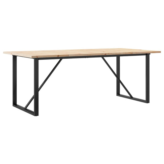 Dining Table O-Frame 200x100x75,5 cm Solid Wood Pine and Steel Dining Table O-Frame 200x100x75,5 cm Solid Wood Pine and Steel