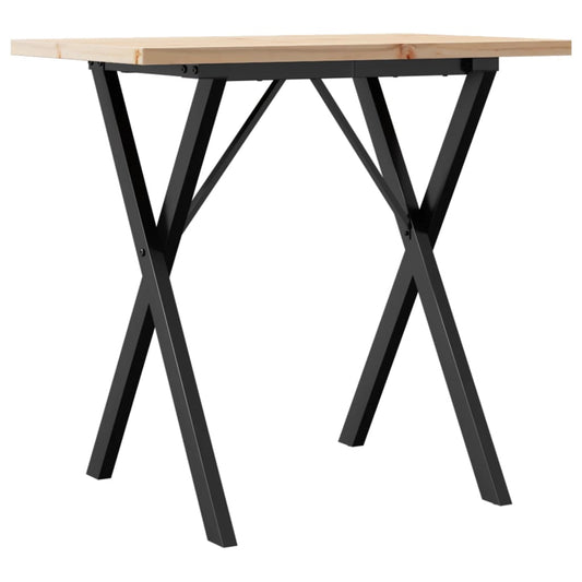 Dining Table X-Frame 80x50x75,5 cm Solid Wood Pine and Steel Dining Table X-Frame 80x50x75,5 cm Solid Wood Pine and Steel