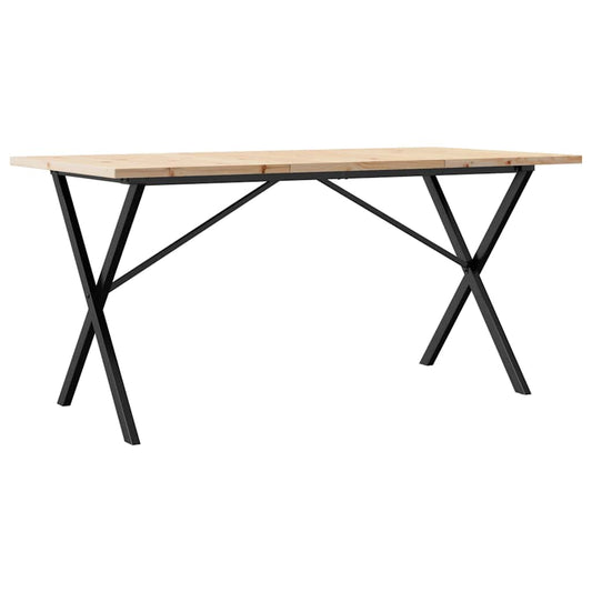 Dining Table X-Frame 140x80x75.5 cm Solid Wood Pine and Steel Dining Table X-Frame 140x80x75.5 cm Solid Wood Pine and Steel