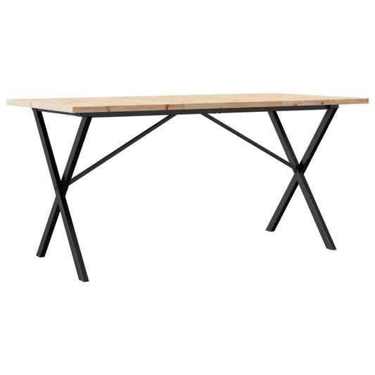 Dining Table X-Frame 160x80x75.5 cm Solid Wood Pine and Steel Dining Table X-Frame 160x80x75.5 cm Solid Wood Pine and Steel