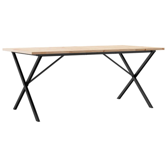 Dining Table X-Frame 180x90x75,5 cm Solid Wood Pine and Steel Dining Table X-Frame 180x90x75,5 cm Solid Wood Pine and Steel