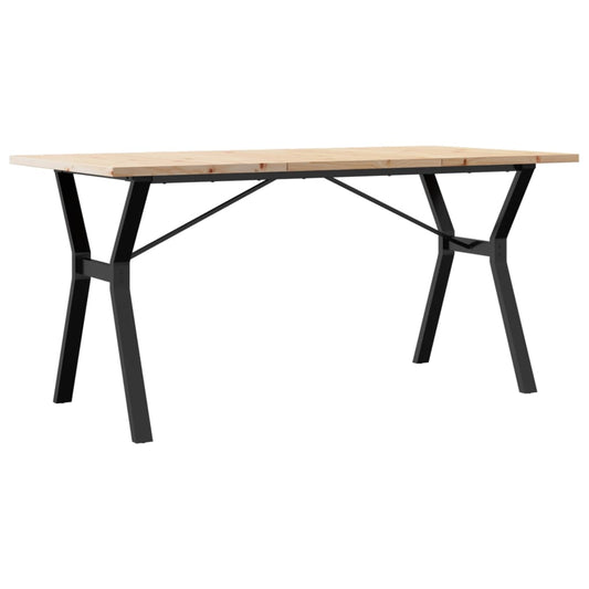 Dining Table Y-Frame 140x80x75,5 cm Solid Wood Pine and Steel Dining Table Y-Frame 140x80x75,5 cm Solid Wood Pine and Steel