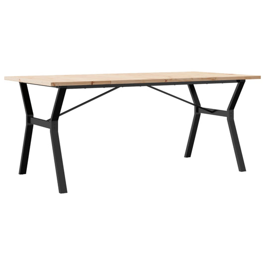 Dining Table Y-Frame 180x90x75.5 cm Solid Wood Pine and Steel Dining Table Y-Frame 180x90x75.5 cm Solid Wood Pine and Steel