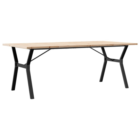 Dining Table Y-Frame 200x100x75,5 cm Solid Wood Pine and Steel Dining Table Y-Frame 200x100x75,5 cm Solid Wood Pine and Steel