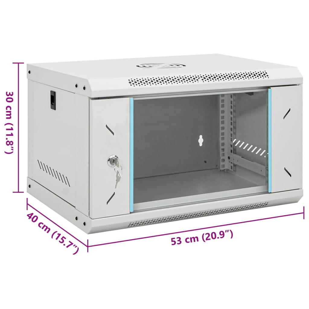6U Wall Mounted Network Cabinet 19" IP20 53x40x30 cm