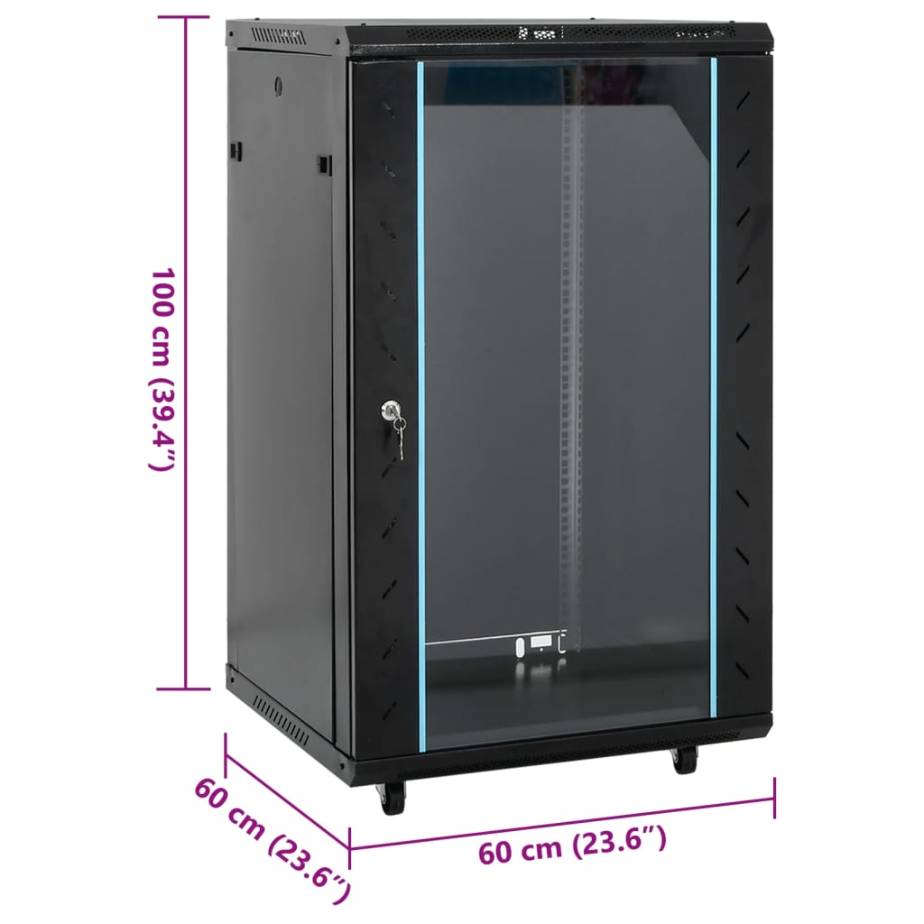 Network Cabinet with Storage Black 600 x 600 x 1000 mm Steel