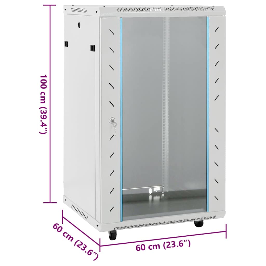 Network Cabinet with Storage Grey 600 x 600 x 1000 mm Steel