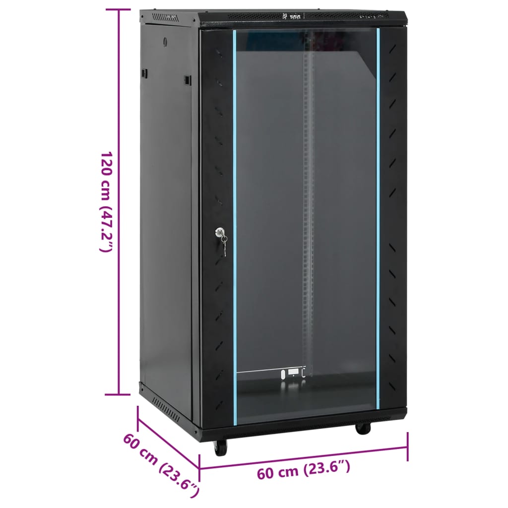 Network Cabinet with Storage Black 600 x 600 x 1200 mm Steel