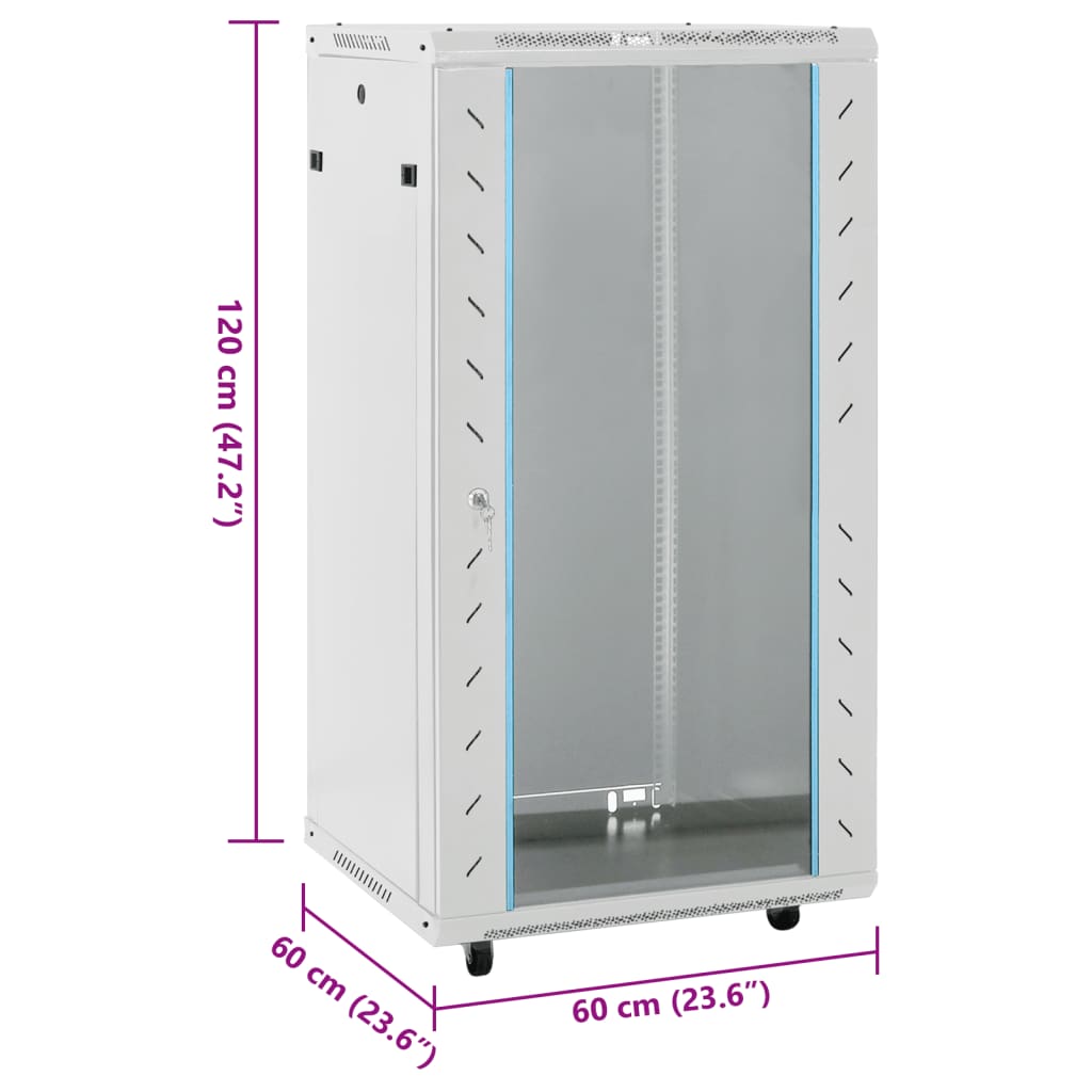 Network Cabinet with Storage Grey 600 x 600 x 1200 mm Steel