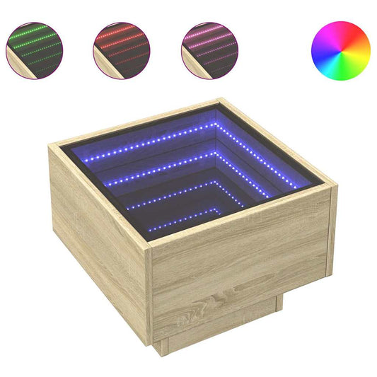 Side Table with LED Sonoma Oak 40x40x30 cm Engineered Wood Side Table with LED Sonoma Oak 40x40x30 cm Engineered Wood